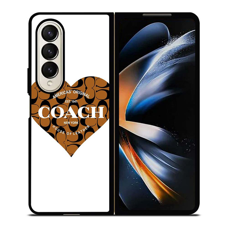 COACH NEW YORK BROWN HEART Samsung Galaxy Z Fold 4 Case Cover