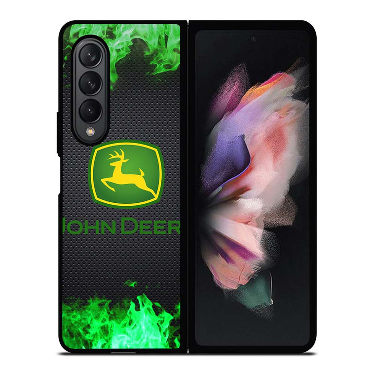 JOHN DEERE TRACTOR LOGO GREEN FIRE Samsung Galaxy Z Fold 3 Case Cover