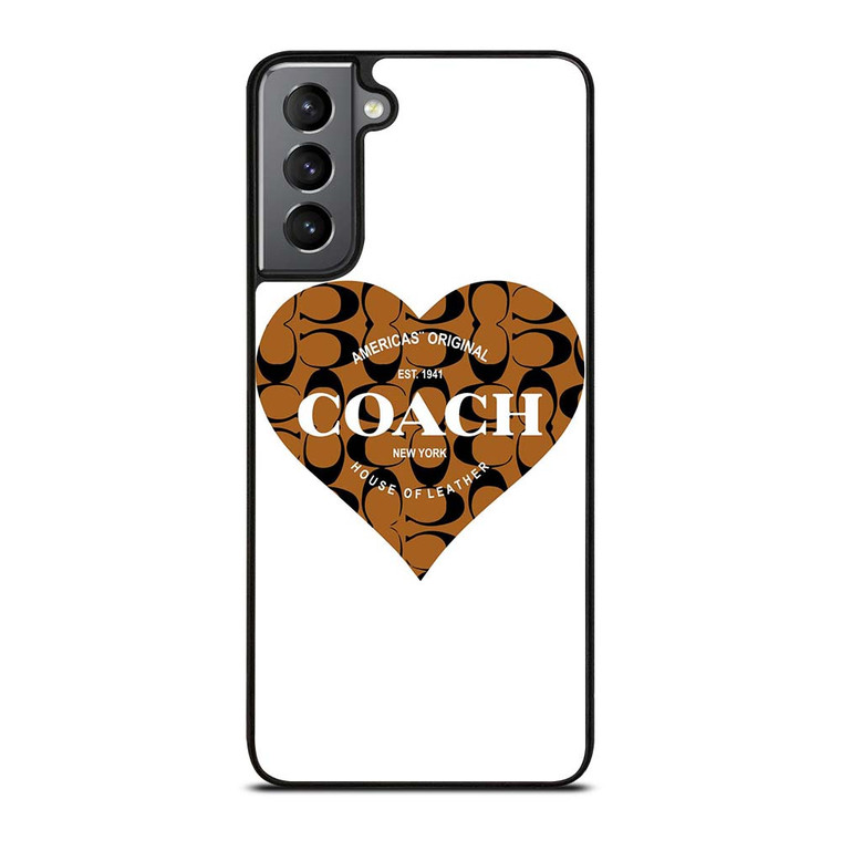 COACH NEW YORK BROWN HEART Samsung Galaxy S21 Plus Case Cover