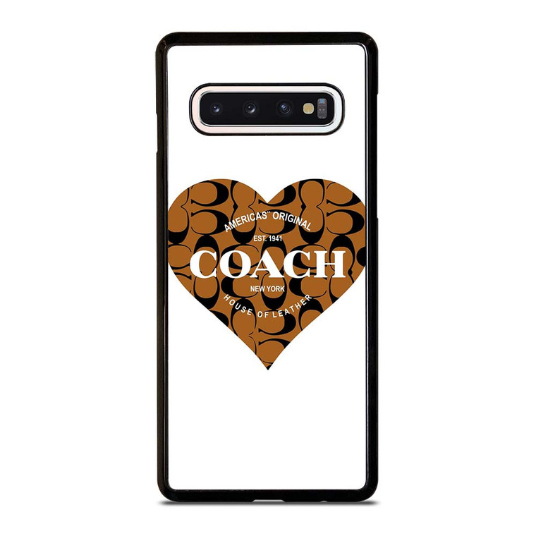 COACH NEW YORK BROWN HEART Samsung Galaxy S10 Case Cover