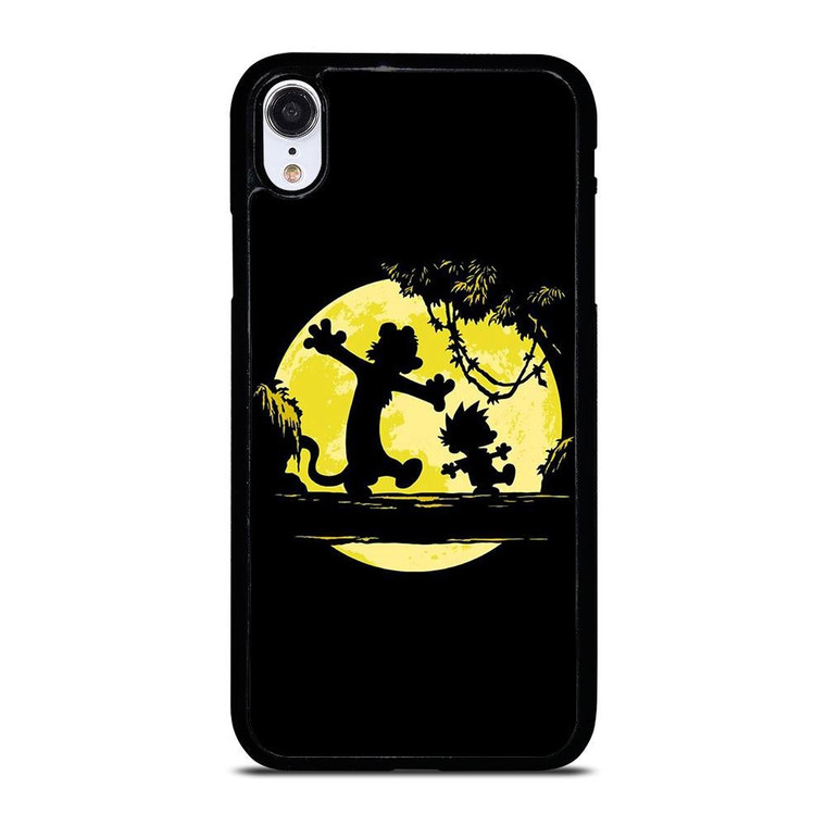 CALVIN AND HOBBES BLACK CARTOON iPhone XR Case Cover