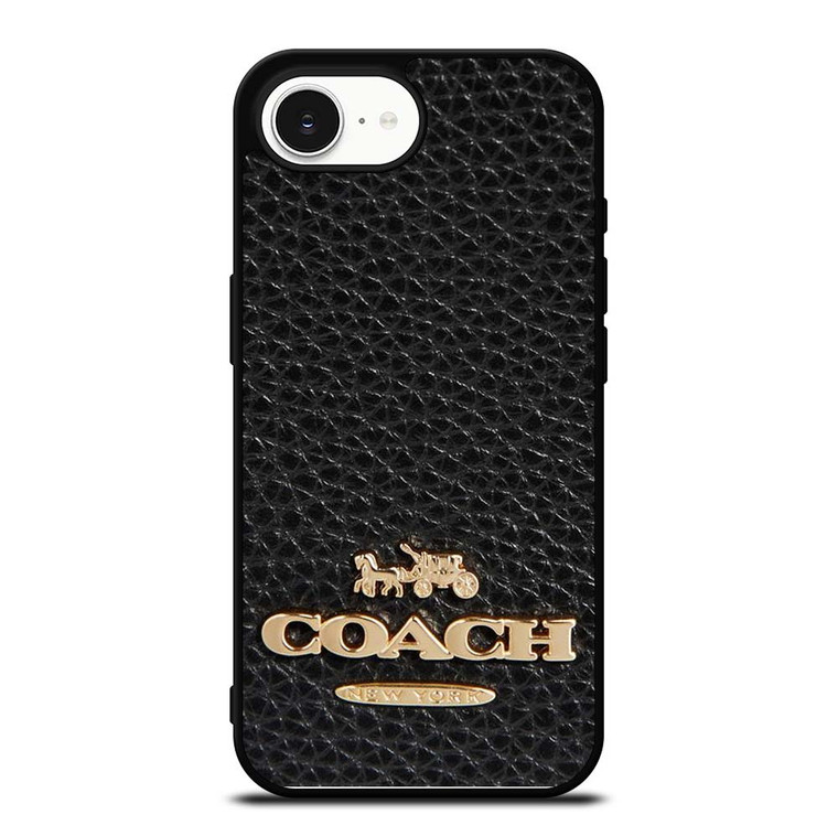 COACH NEW YORK BLACK LEATHER 2 iPhone 16e Case Cover