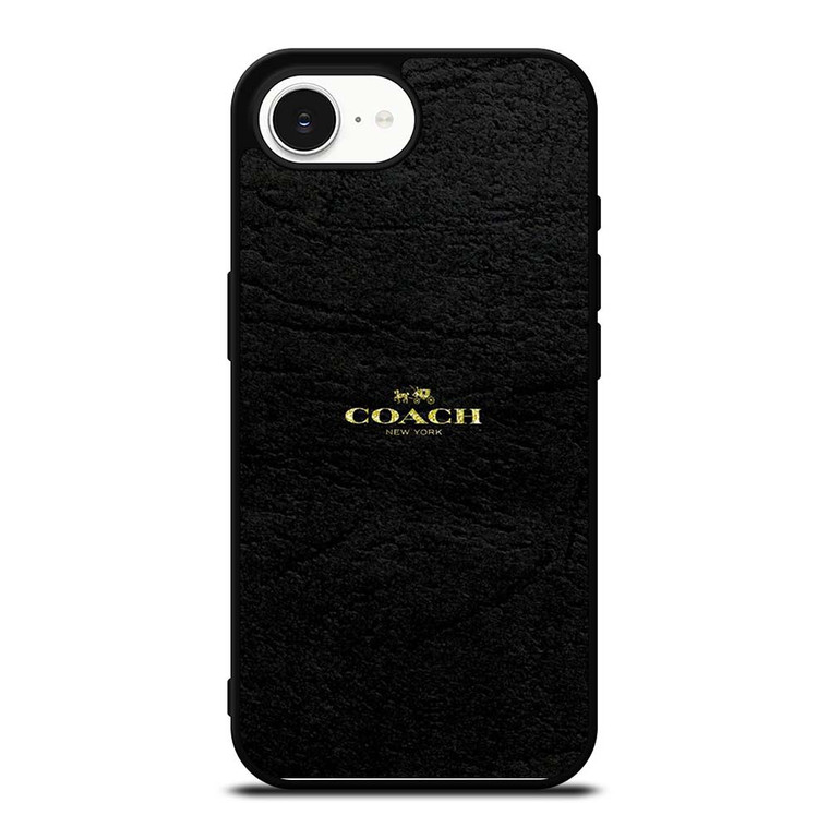 COACH NEW YORK BLACK LEATHER iPhone 16e Case Cover