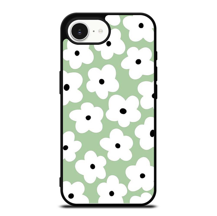GREEN RETRO FLORAL PATTERN iPhone 16e Case Cover