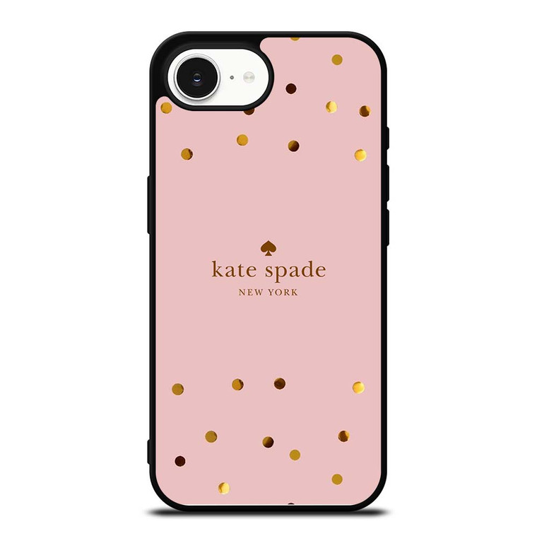 KATE SPADE NEW YORK LOGO PINK GOLDEN POLKADOTS iPhone 16e Case Cover
