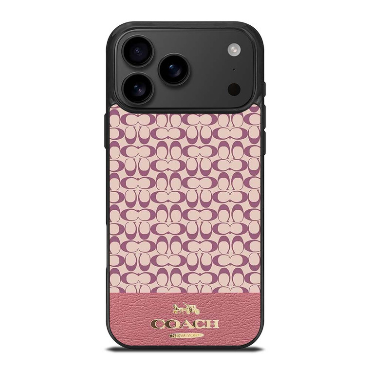COACH NEW YORK LOGO PINK EMBLEM PATTERN iPhone 17 Pro Max Case Cover