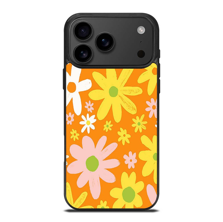 FLOWER POWER ORANGE PATTERN iPhone 17 Pro Max Case Cover
