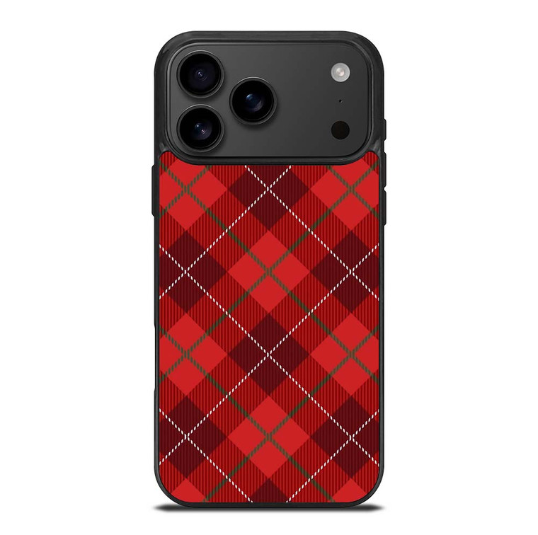RED TARTAN CROSS PATTERN iPhone 17 Pro Max Case Cover
