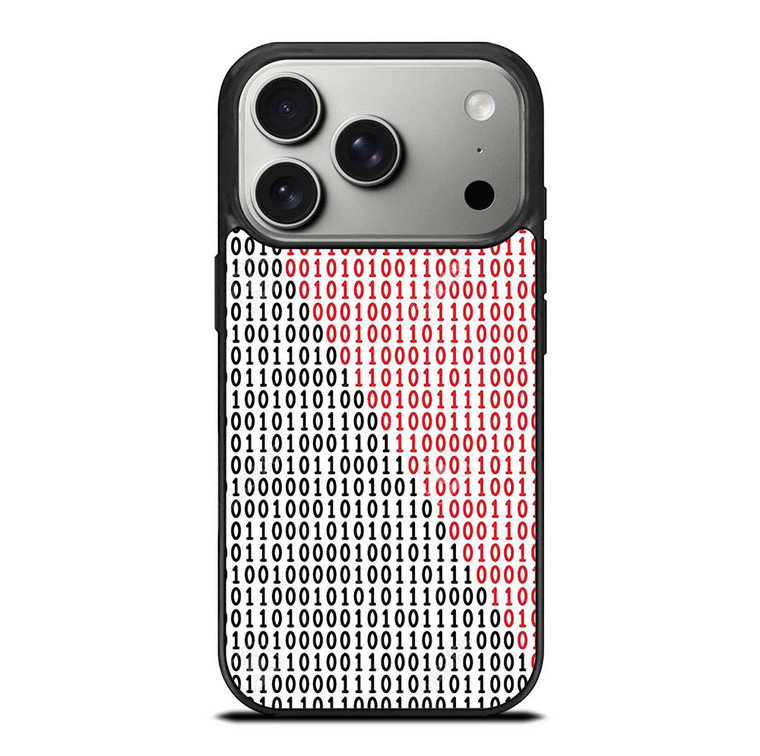 BINARY CODE HALF HEART PATTERN iPhone 17 Pro Case Cover