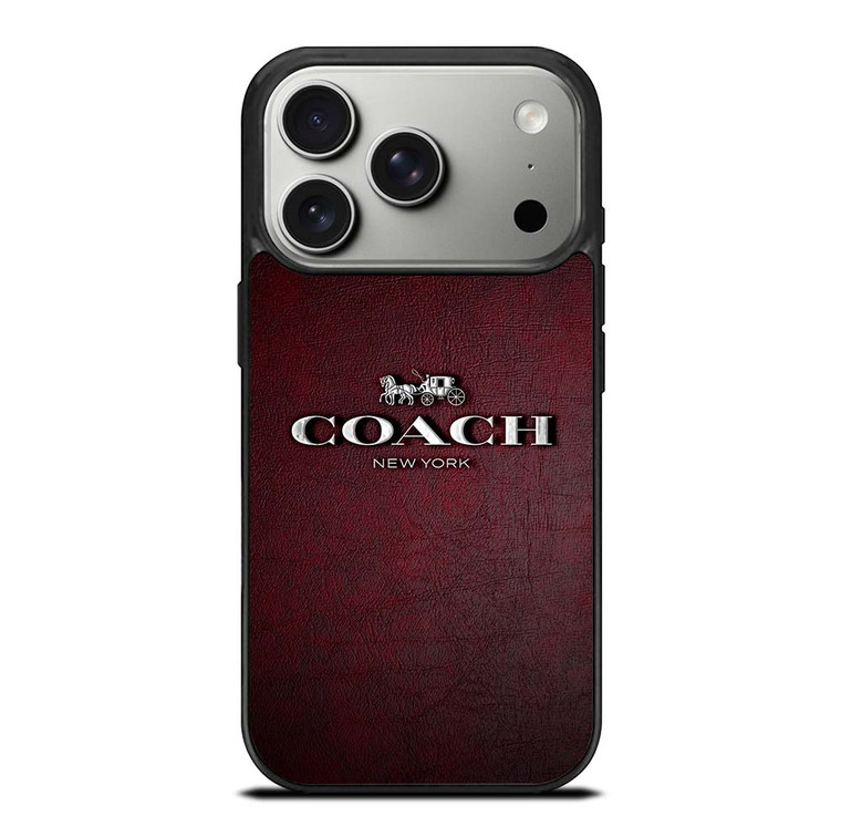 COACH NEW YORK LOGO LEATHER iPhone 17 Pro Case Cover