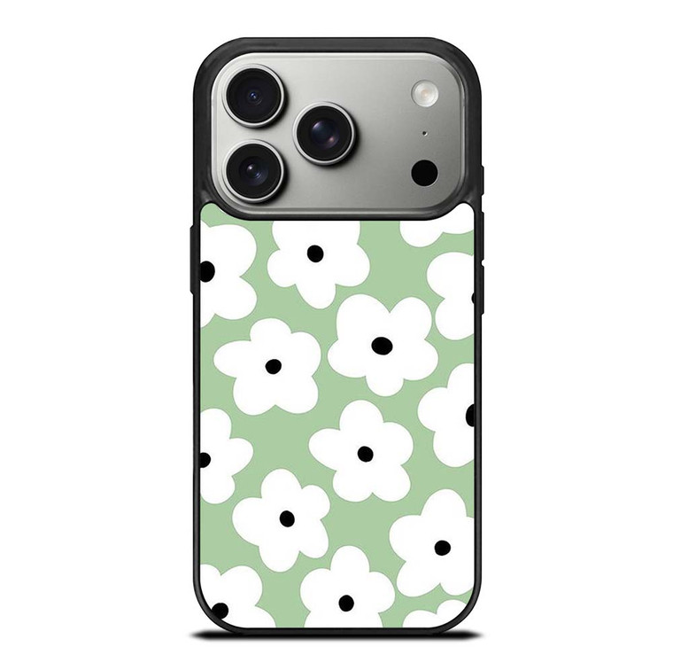 GREEN RETRO FLORAL PATTERN iPhone 17 Pro Case Cover