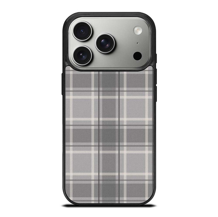 GREY TARTAN PLAID PATTERN iPhone 17 Pro Case Cover