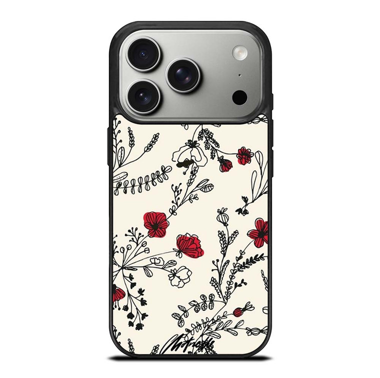HAND DRAWING RED FLOWER PATTERN iPhone 17 Pro Case Cover