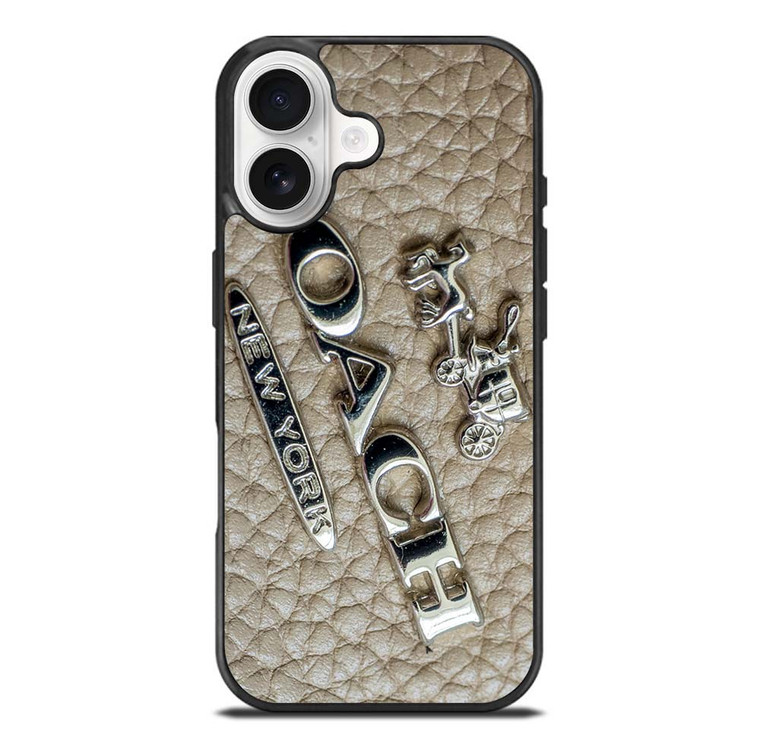 COACH NEW YORK LOGO ON LEATHER iPhone 17 Case Cover