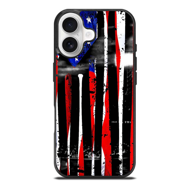 USA FLAG AMERICAN BASEBALL BLACK WHITE iPhone 17 Case Cover