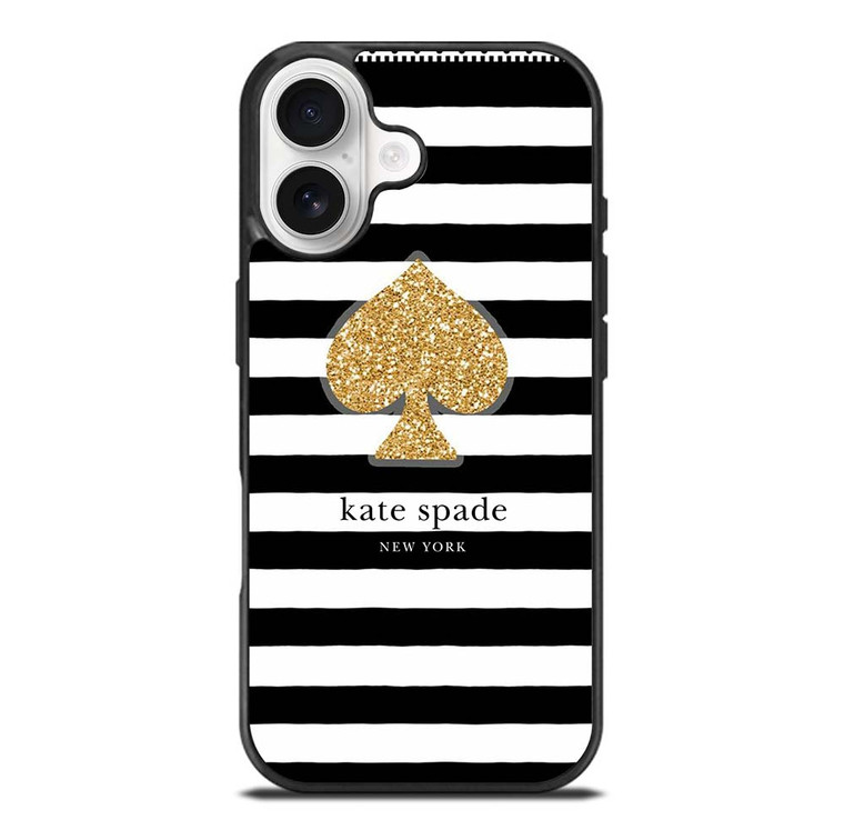KATE SPADE NEW YORK GOLD LOGO STRIPES PATTERN iPhone 17 Case Cover