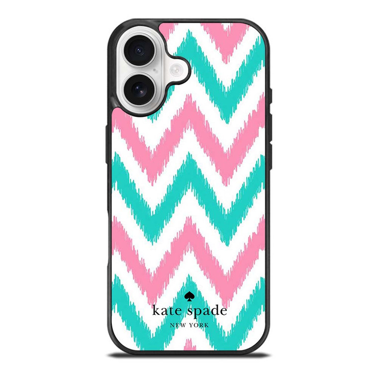 KATE SPADE NEW YORK LOGO GREEN PINK CHEVRON PATTERN iPhone 17 Case Cover