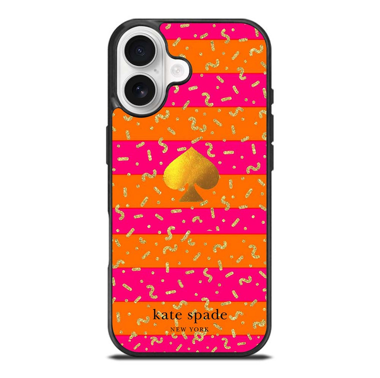 KATE SPADE NEW YORK YELLOW PINK STRIPES GLITTER iPhone 17 Case Cover