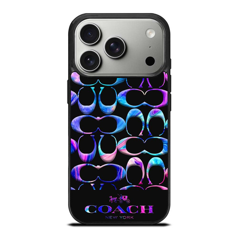 COACH NEW YORK COLORFULL MARBLE PATTERN iPhone 17 Pro Case Cover