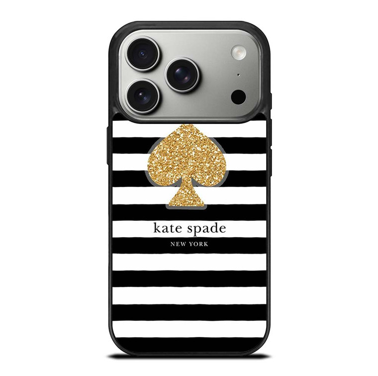 KATE SPADE NEW YORK GOLD LOGO STRIPES PATTERN iPhone 17 Pro Case Cover