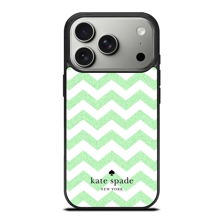 KATE SPADE NEW YORK LOGO GREEN CHEVRON PATTERN iPhone 17 Pro Case Cover