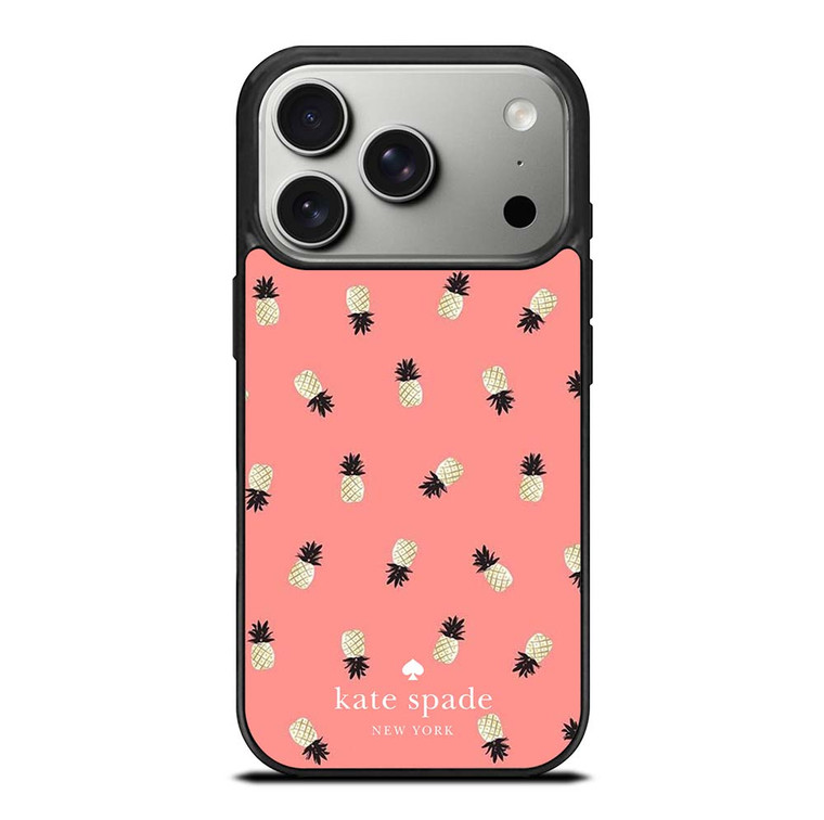 KATE SPADE NEW YORK LOGO PINK PINEAPPLES ICON iPhone 17 Pro Case Cover
