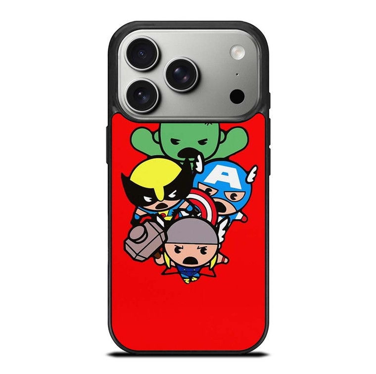 KAWAII CAPTAIN AMERICA HULK THOR WOLVERINE Marvel Avengers iPhone 17 Pro Case Cover