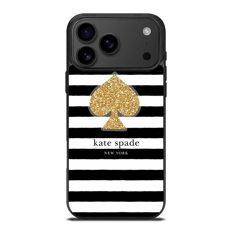 KATE SPADE NEW YORK GOLD LOGO STRIPES PATTERN iPhone 17 Pro Max Case Cover