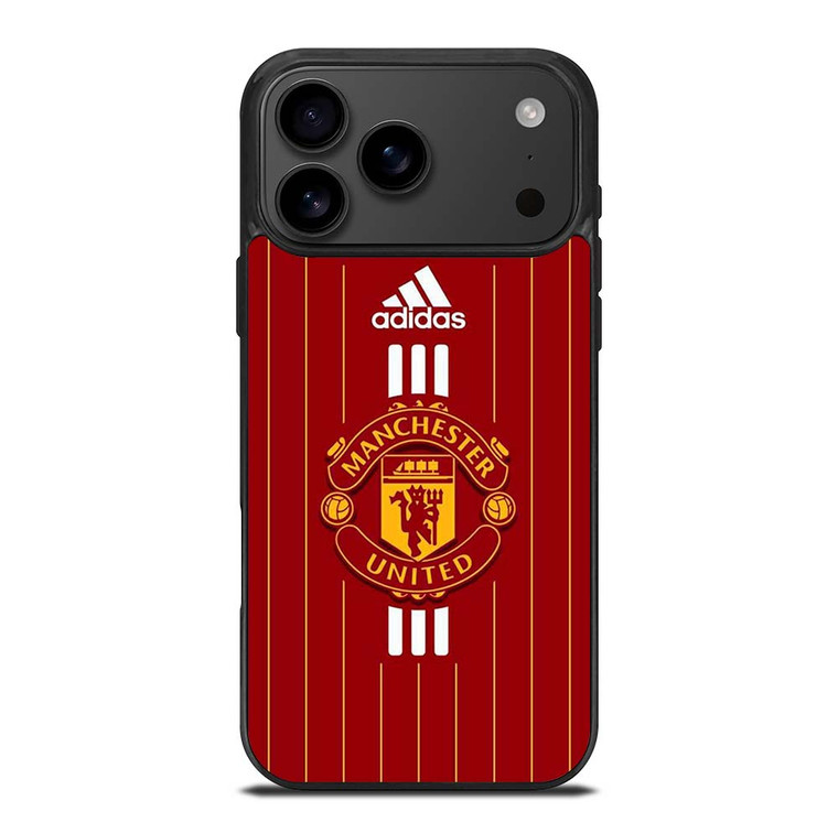 MANCHESTER UNITED FC LOGO FOOTBALL ADIDAS STRIPES iPhone 17 Pro Max Case Cover