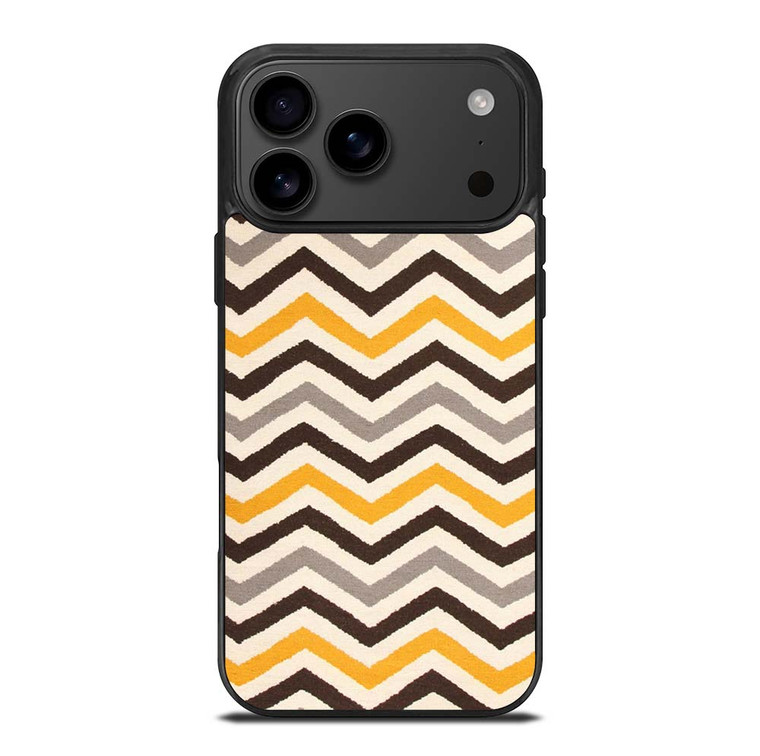 YELLOW BROWN CHEVRON PATTERN iPhone 17 Pro Max Case Cover