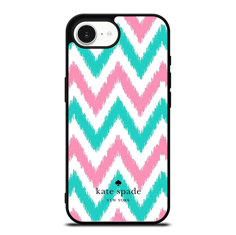KATE SPADE NEW YORK LOGO GREEN PINK CHEVRON PATTERN iPhone 16e Case Cover