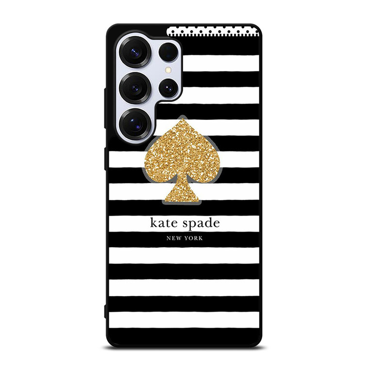 KATE SPADE NEW YORK GOLD LOGO STRIPES PATTERN Samsung Galaxy S25 Ultra Case Cover