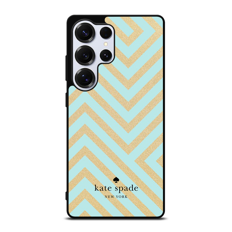 KATE SPADE NEW YORK LOGO GOLDEN GREEN CHEVRON PATTERN Samsung Galaxy S25 Ultra Case Cover