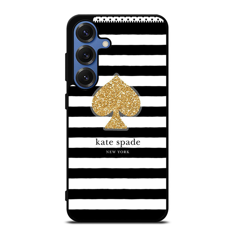 KATE SPADE NEW YORK GOLD LOGO STRIPES PATTERN Samsung Galaxy S25 Case Cover