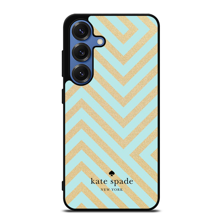 KATE SPADE NEW YORK LOGO GOLDEN GREEN CHEVRON PATTERN Samsung Galaxy S25 Case Cover
