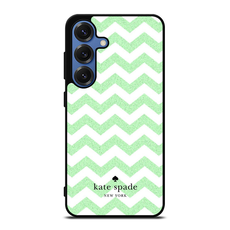 KATE SPADE NEW YORK LOGO GREEN CHEVRON PATTERN Samsung Galaxy S25 Case Cover