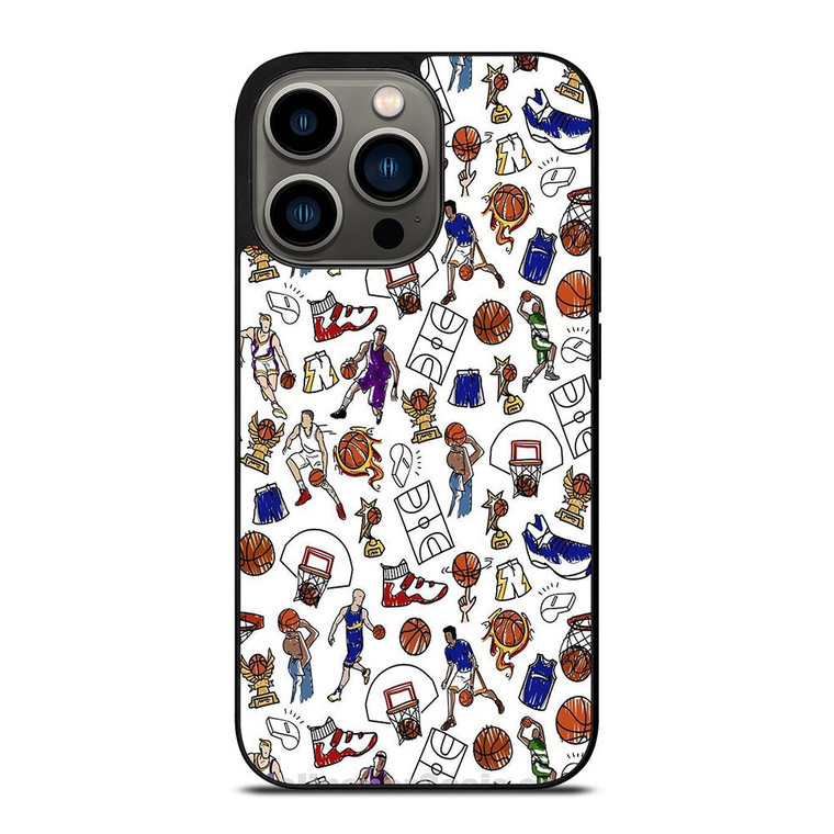 PLAYFUL BASKETBALL DOODLE ART iPhone 13 Pro Case Cover