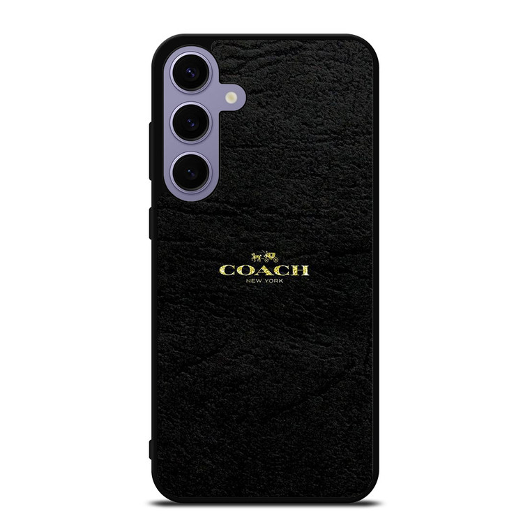 COACH NEW YORK BLACK LEATHERWARE LOGO ICON Samsung Galaxy S24 Plus Case Cover