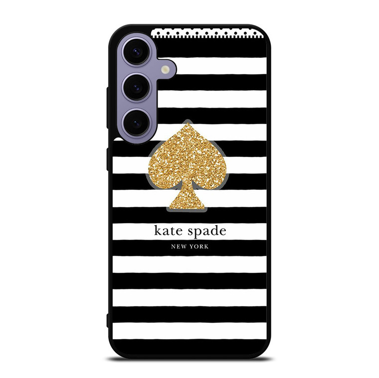 KATE SPADE NEW YORK GOLD LOGO STRIPES PATTERN Samsung Galaxy S24 Plus Case Cover