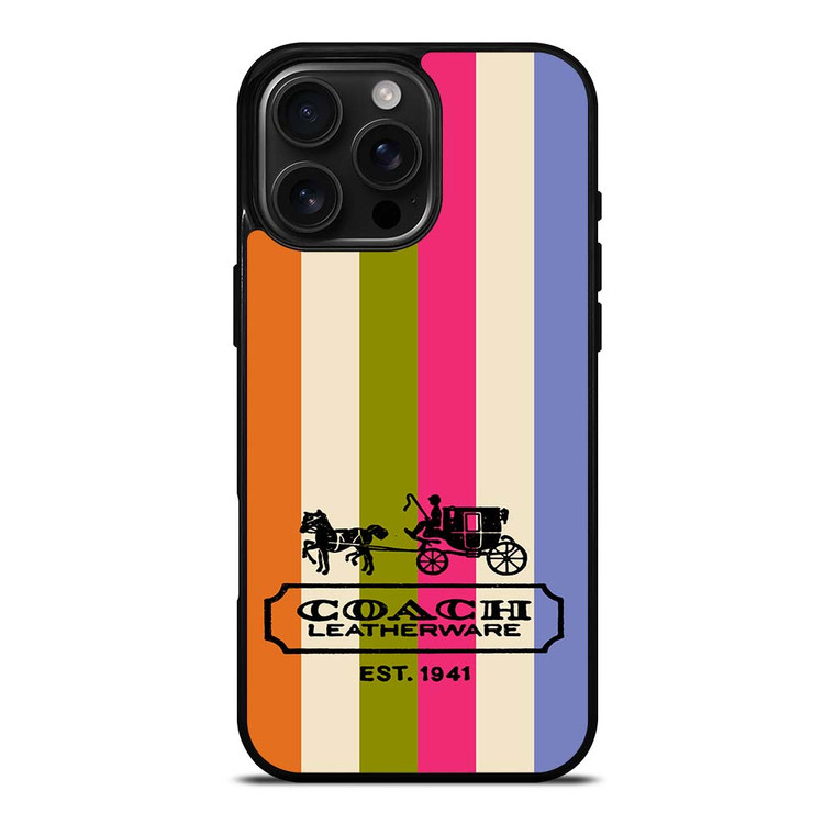 COACH LEATHERWARE NEW YORK EST 1941 STRIPES iPhone 16 Pro Max Case Cover
