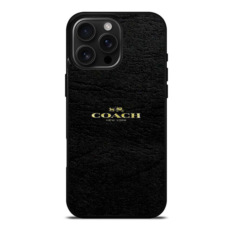 COACH NEW YORK BLACK LEATHERWARE LOGO ICON iPhone 16 Pro Max Case Cover
