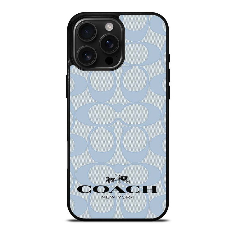 COACH NEW YORK BLUE LOGO PATTERN iPhone 16 Pro Max Case Cover