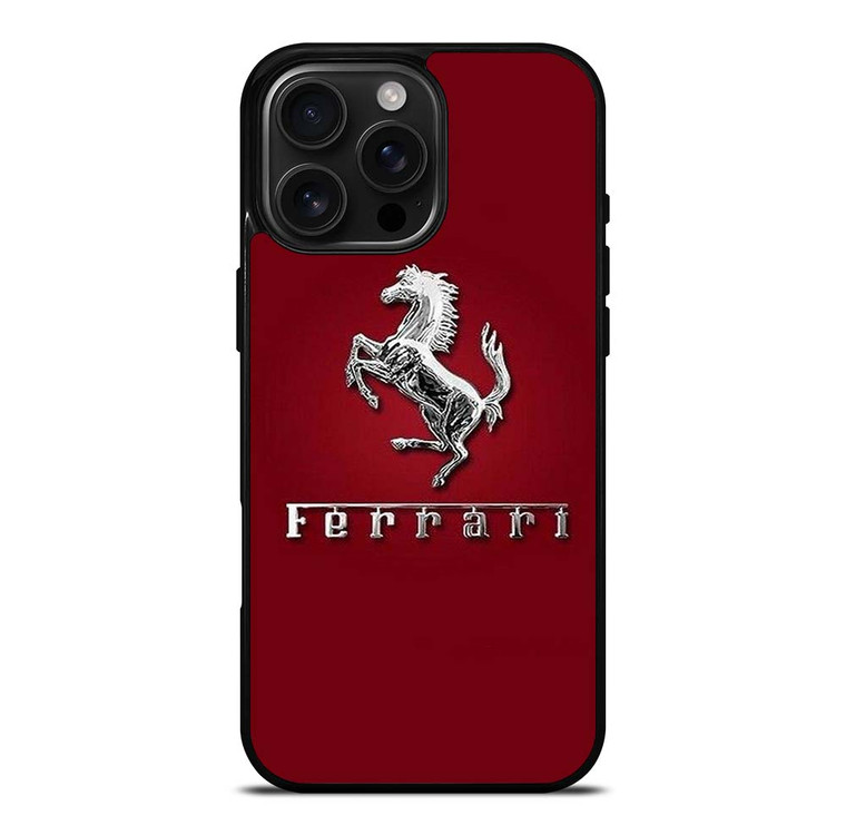 FERRARI LOGO SILVER EMBLEM iPhone 16 Pro Max Case Cover