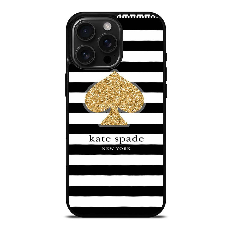 KATE SPADE NEW YORK GOLD LOGO STRIPES PATTERN iPhone 16 Pro Max Case Cover