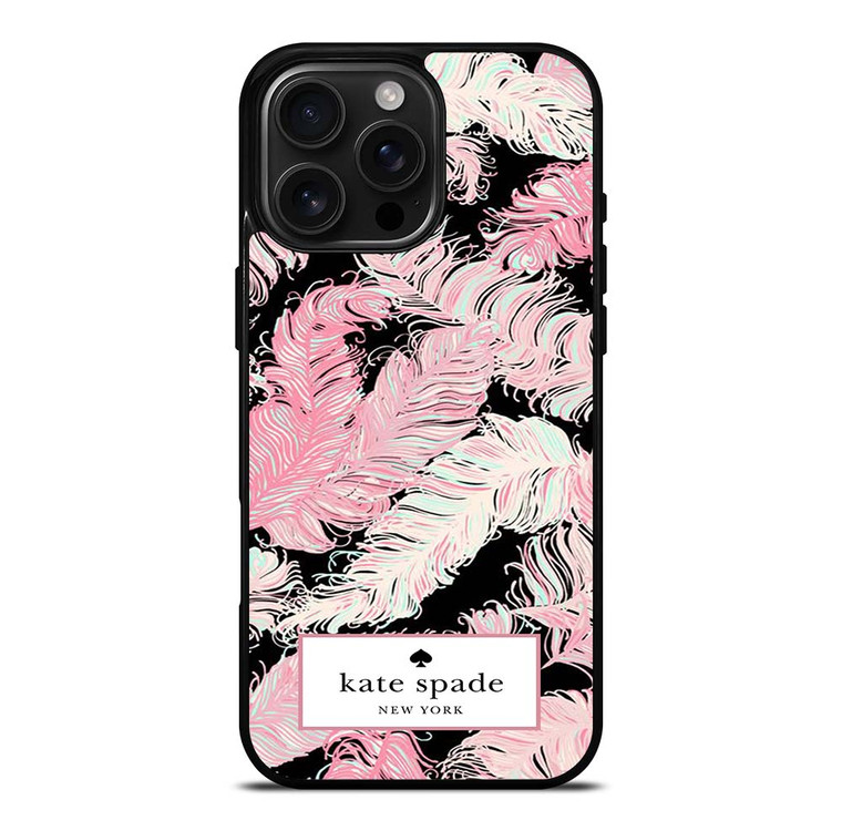 KATE SPADE NEW YORK LOGO PINK FEATHERS iPhone 16 Pro Max Case Cover