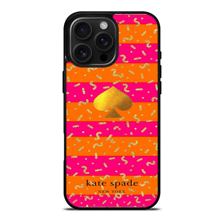 KATE SPADE NEW YORK YELLOW PINK STRIPES GLITTER iPhone 16 Pro Max Case Cover