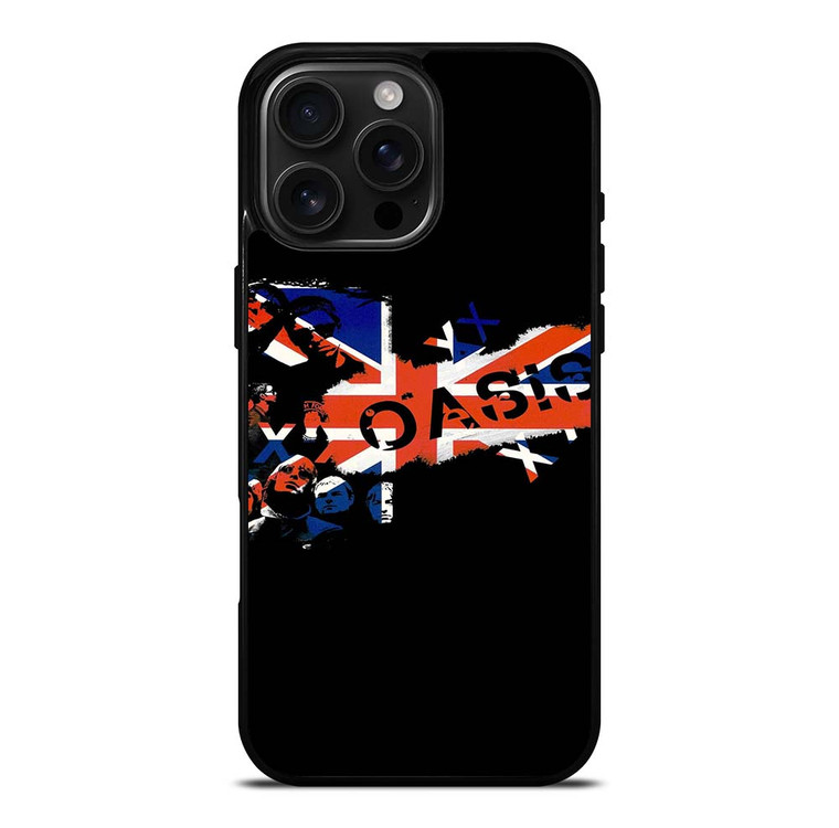 OASIS BAND ROCK BRITISH FLAG iPhone 16 Pro Max Case Cover