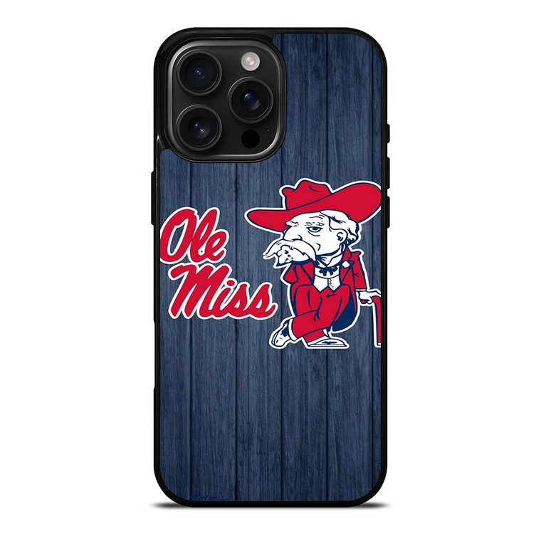 OLE MISS WOODEN LOGO iPhone 16 Pro Max Case Cover