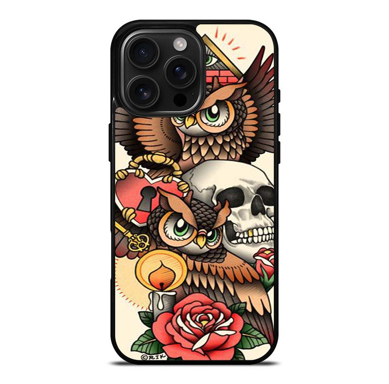 OWL STEAMPUNK ILLUMINATI TATTOO iPhone 16 Pro Max Case Cover