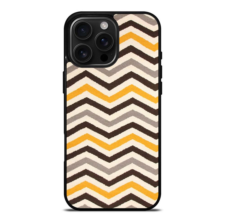 YELLOW BROWN CHEVRON PATTERN iPhone 16 Pro Max Case Cover